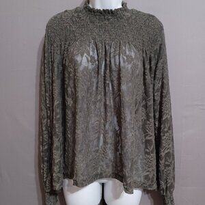 Deletta top gray lace high neck  Anthropologie  sz M